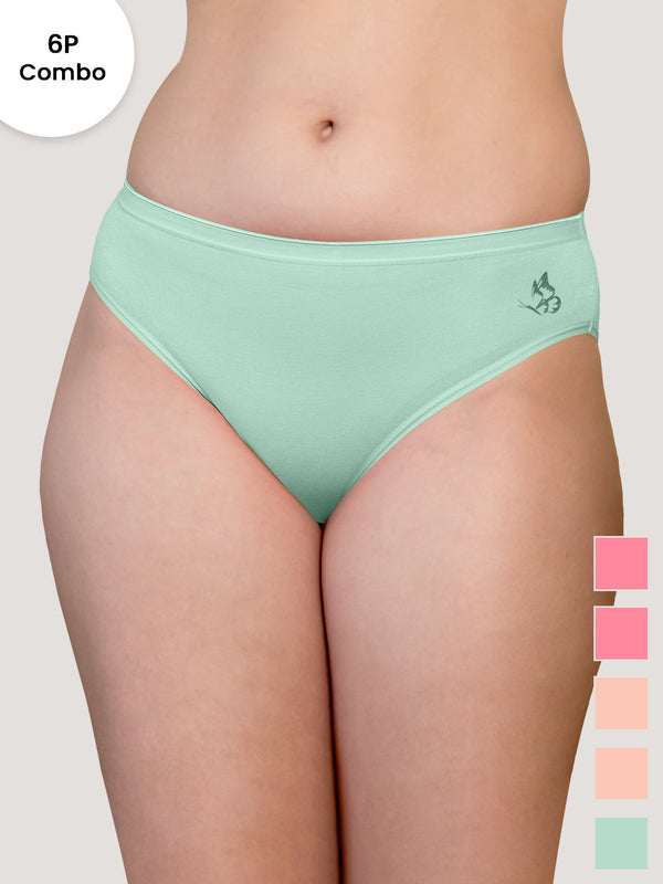 Snow Women's Mid Waist Hipster Panties | Pack-of-6-BLK BLK RD ND PRS SGR