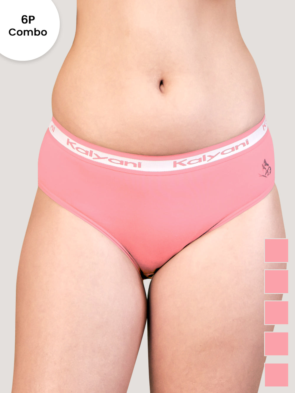 Jazzie Mid Waist Cotton Hipster for Women Pack of 6-PRS PRS PRS PRS PRS PRS