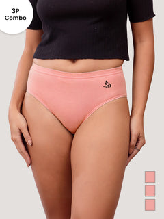 Eve 100% Cotton Mid-Waist Hipster Panties for Women | Pack of 3-P.ROSE P.ROSE P.ROSE