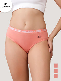 Jazzie Women Hipster Panties | Mid-Rise | 100% Cotton | Pack of 3-P.ROSE P.ROSE P.ROSE