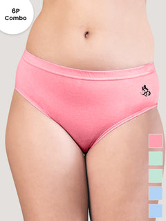 Eve Women's Cotton Lycra Seamless Bikini Panty | Pack of 6-PRS PRS SGR SGR SBLE SBLE