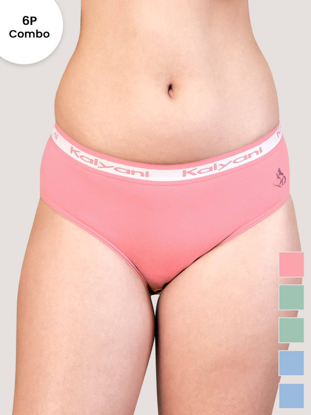 Jazzie Mid Waist Cotton Hipster for Women Pack of 6-PRS PRS SGR SGR SBLE SBLE