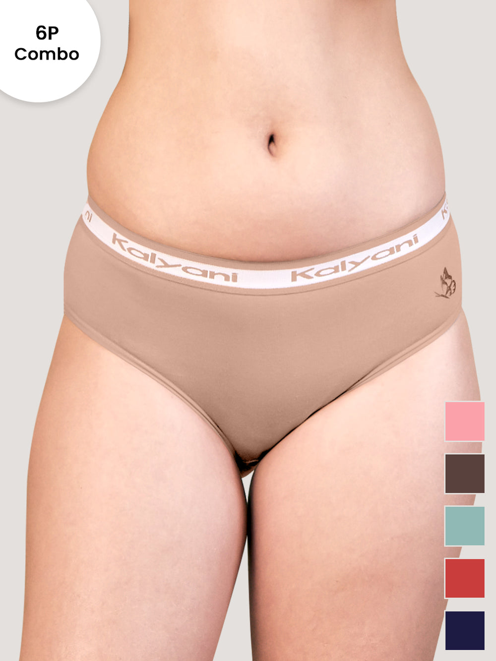 Jazzie Mid Waist Cotton Hipster for Women Pack of 6-PRS SGR CFE DBLE ORRS ND