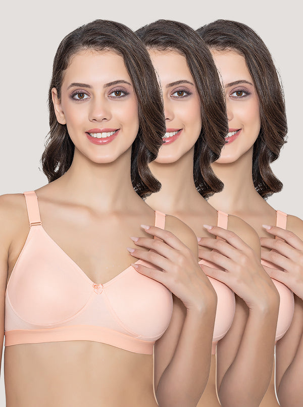 Kalyani Paloma Seamless Support Full Coverage Double Layered Bras | Pack of 2 | PEACH PEACH PEACH