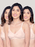 Kalyani Elin Non Padded Dot Printed Cotton Everyday Bra | Pack of 3