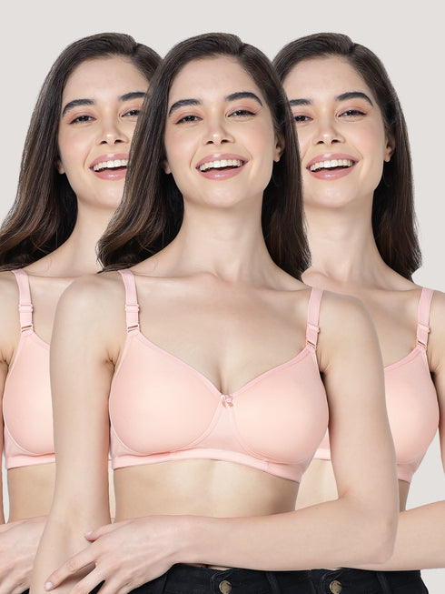 Kalyani Cherry Full Coverage Lightly Padded Everyday  Bra | Pack of 3