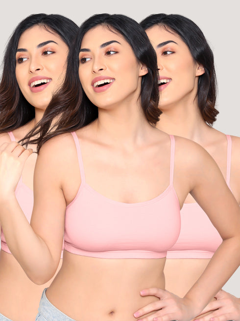 Kalyani Mia Full Coverage Double Layered Cups Cotton Beginners Bra | Pack of 3