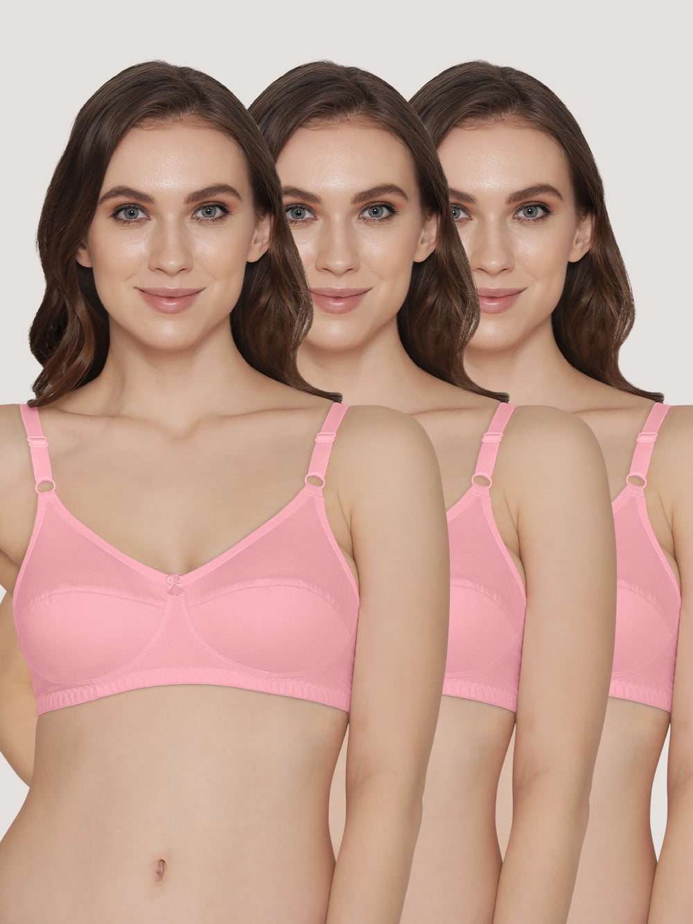 K LINGERIE Manvi Women's Non Padded Wirefree Cotton Everyday Bra- PINK PINK PINK