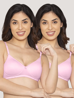 K LINGERIE Sharon Women's Detachable Straps Padded T-Shirt Bra-PINK PINK