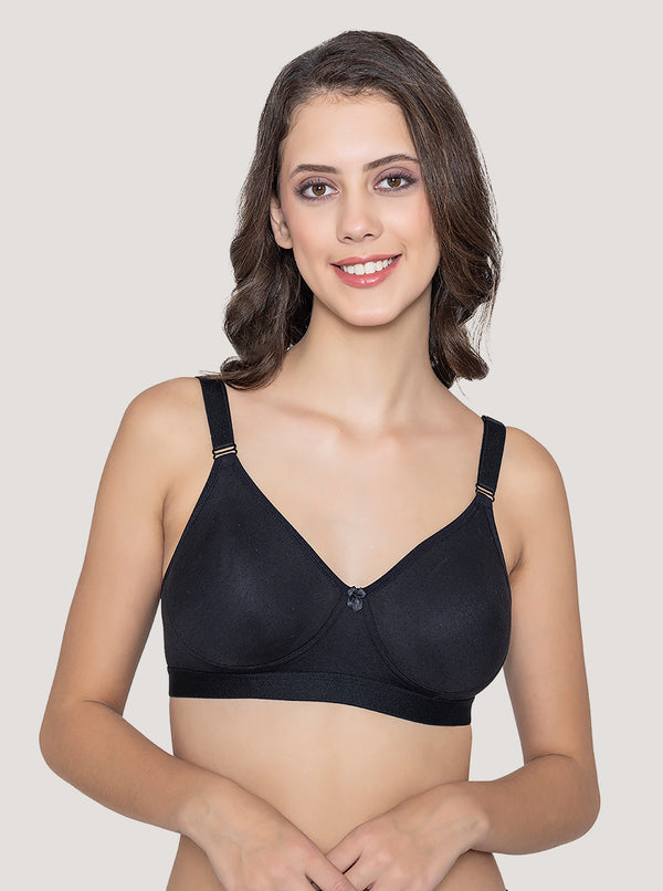 Kalyani Paloma Seamless Support Full Coverage Double Layered Bras | Pack of 2 | BLACK BLACK BLACK