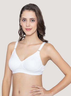 Kalyani Paloma Seamless Support Full Coverage Double Layered Bras | Pack of 2 | WHITE WHITE WHITE