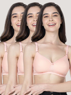 Cherry Full Coverage Lightly Padded Everyday Bra | Pack of 3-PEACH PEACH PEACH
