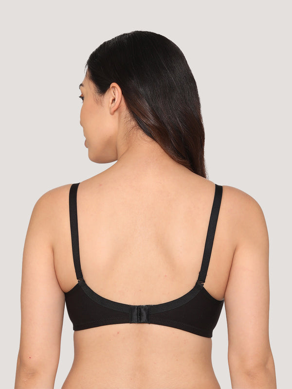 Pranika Non Padded Seamed Everyday Bra | Pack of 3-BLACK CAMEL WHITE