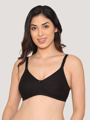 Pranika Non Padded Seamed Everyday Bra | Pack of 3 CREPE BLACK ROSE