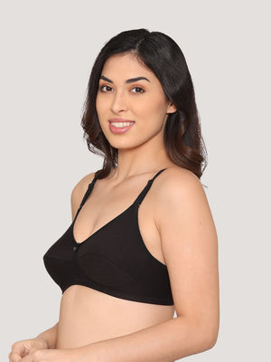 Pranika Non Padded Seamed Everyday Bra | Pack of 3-BLACK BLACK BLACK