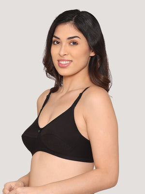Pranika Non Padded Seamed Everyday Bra | Pack of 3 GREY L.PEACH BLACK