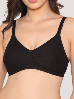 Pranika Non Padded Seamed Everyday Bra | Pack of 3-BLACK BLACK BLACK