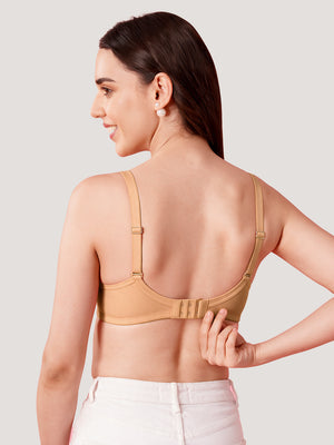 Pranika Non Padded Seamed Everyday Bra | Pack of 3-CAMEL CAMEL CAMEL