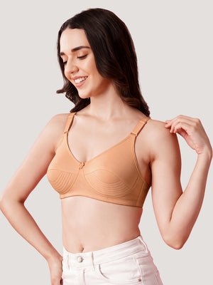 Pranika Non Padded Seamed Everyday Bra | Pack of 3-CAMEL CAMEL CAMEL
