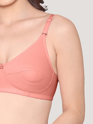 Pranika Non Padded Seamed Everyday Bra | Pack of 3 CREPE BLACK ROSE