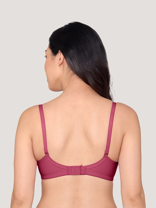 Pranika Non Padded Seamed Everyday Bra | Pack of 3-CAMEL WHITE ROSE BUD