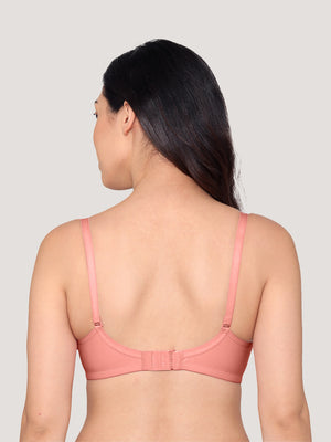 Pranika Non Padded Seamed Everyday Bra | Pack of 3-BLACK NUDE ROSE