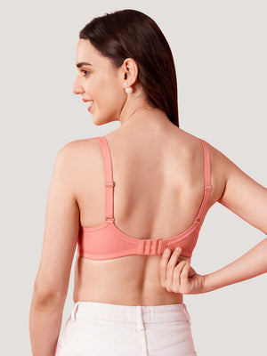 Pranika Non Padded Seamed Everyday Bra | Pack of 3-ROSE ROSE ROSE