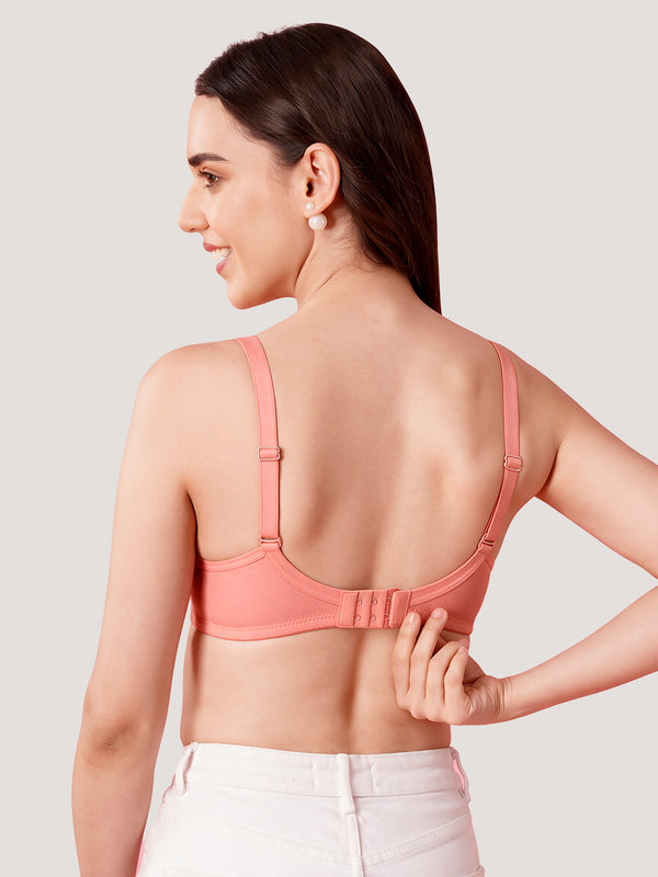 Pranika Non Padded Seamed Everyday Bra | Pack of 3-ROSE ROSE ROSE