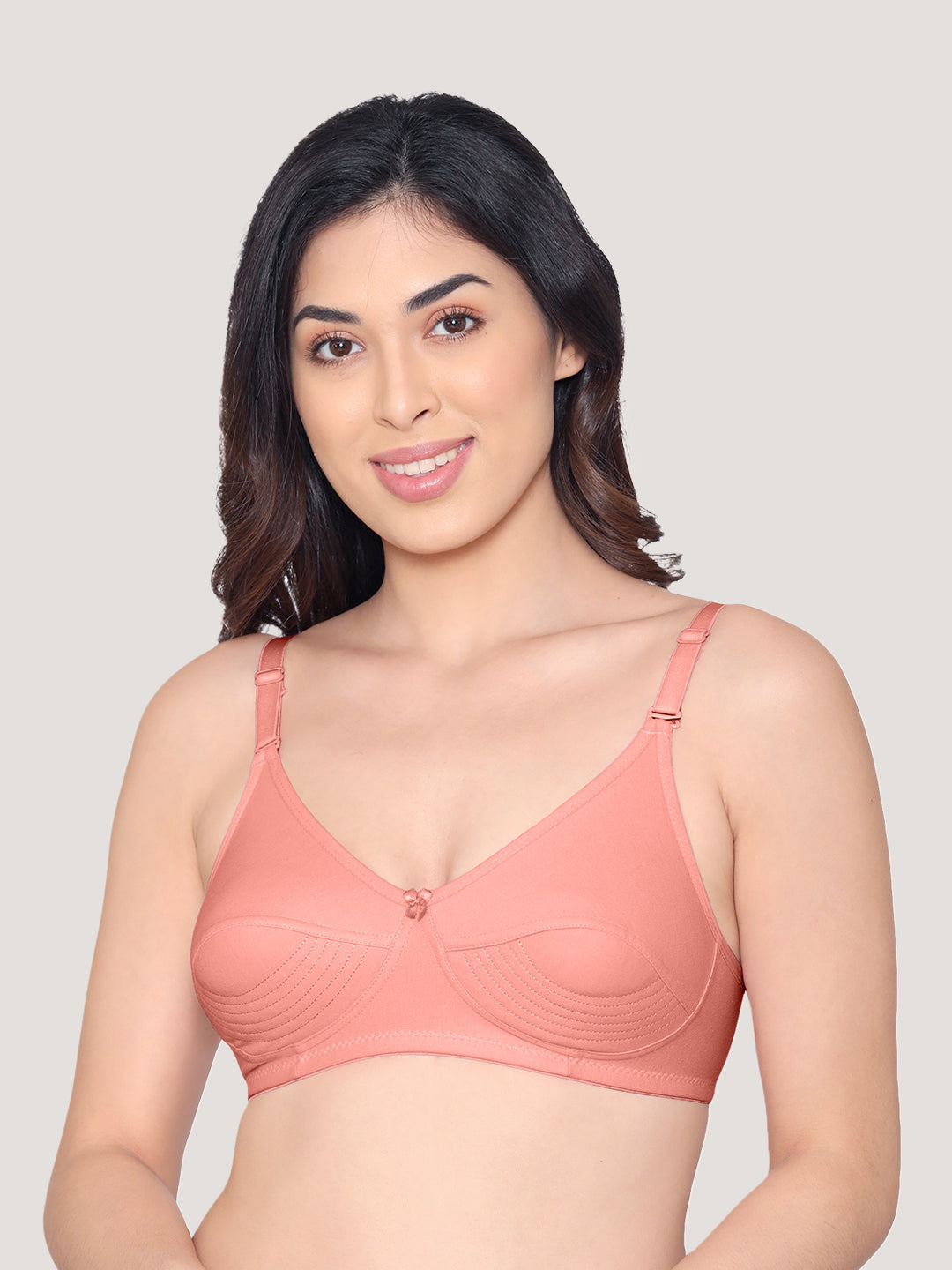 Pranika Non Padded Seamed Everyday Bra | Pack of 3-BLACK NUDE ROSE