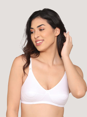 Pranika Non Padded Seamed Everyday Bra | Pack of 3-WHITE WHITE WHITE