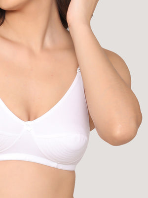 Pranika Non Padded Seamed Everyday Bra | Pack of 3 SKIN ROSE WHITE