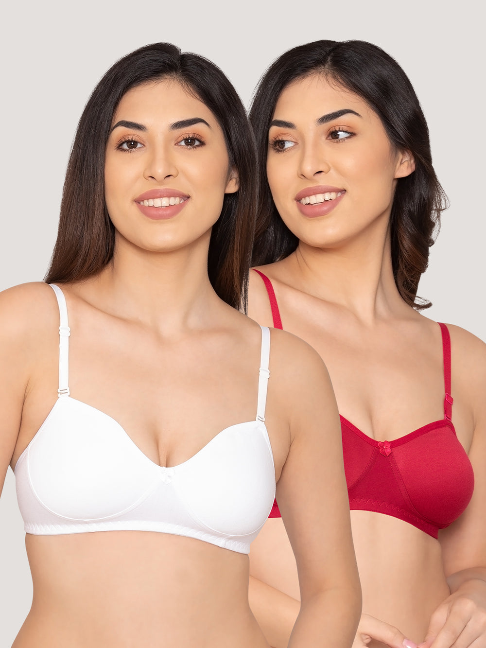 K LINGERIE Roxy Girl's Non Padded Multiway Straps Demi Cup Balconette Bra-RANI WHITE