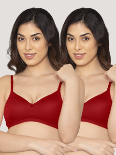 K LINGERIE Sharon Women's Detachable Straps Padded T-Shirt Bra-RED RED