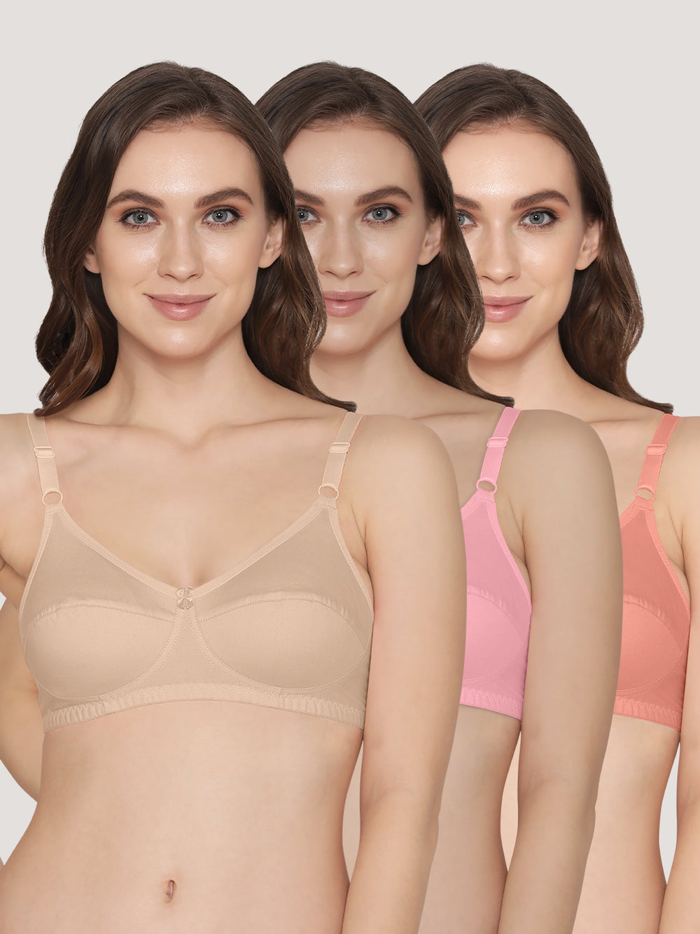 K LINGERIE Manvi Women's Non Padded Wirefree Cotton Everyday Bra-ROSE L.NUDE PINK