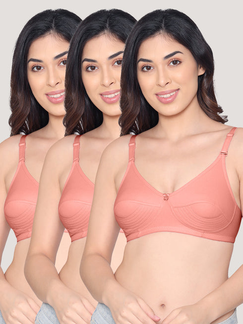 Kalyani Pranika Non Padded Cut & Sew Cups Everyday Bra | Pack of 3