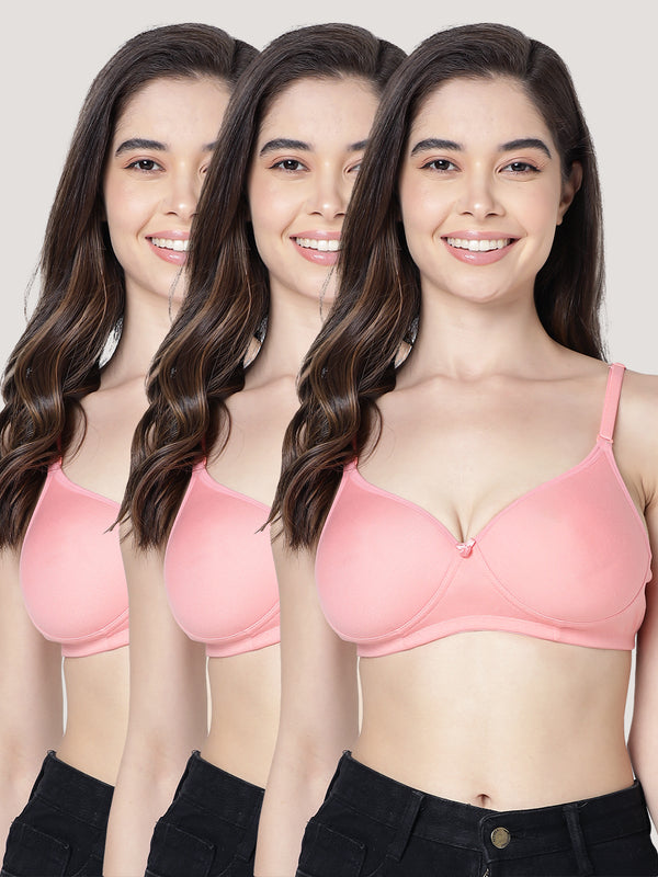 Emily Lightly Padded Multiway Everyday Bra | Pack of 3-ROSE ROSE ROSE