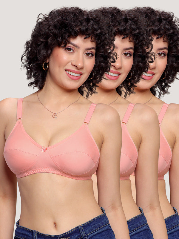 K LINGERIE Manvi Women's Non Padded Wirefree Cotton Everyday Bra-ROSE ROSE ROSE