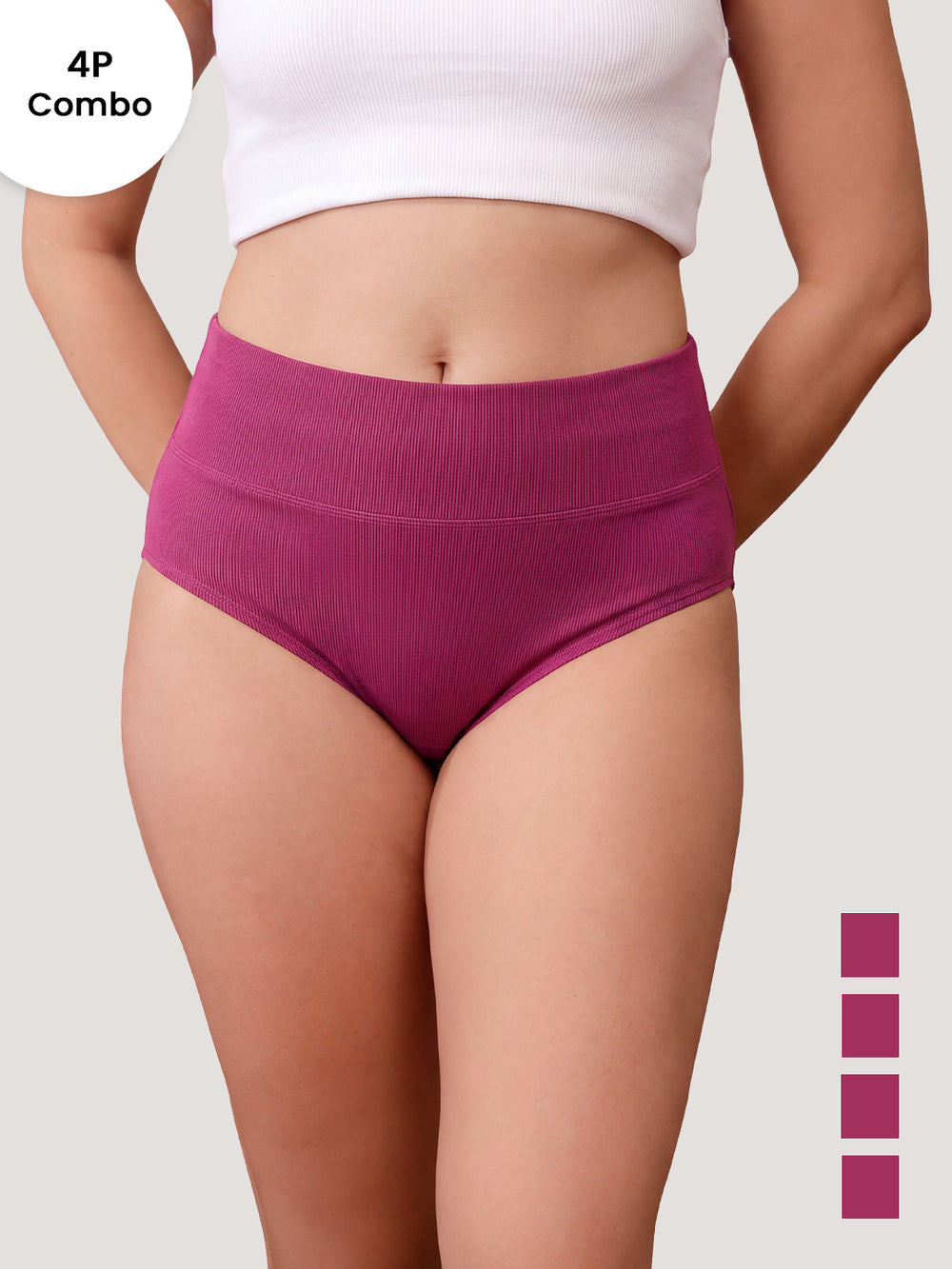 ISAC High Waist Tummy Control Panties for Woman | Pack of 4-RBD RBD RBD RBD