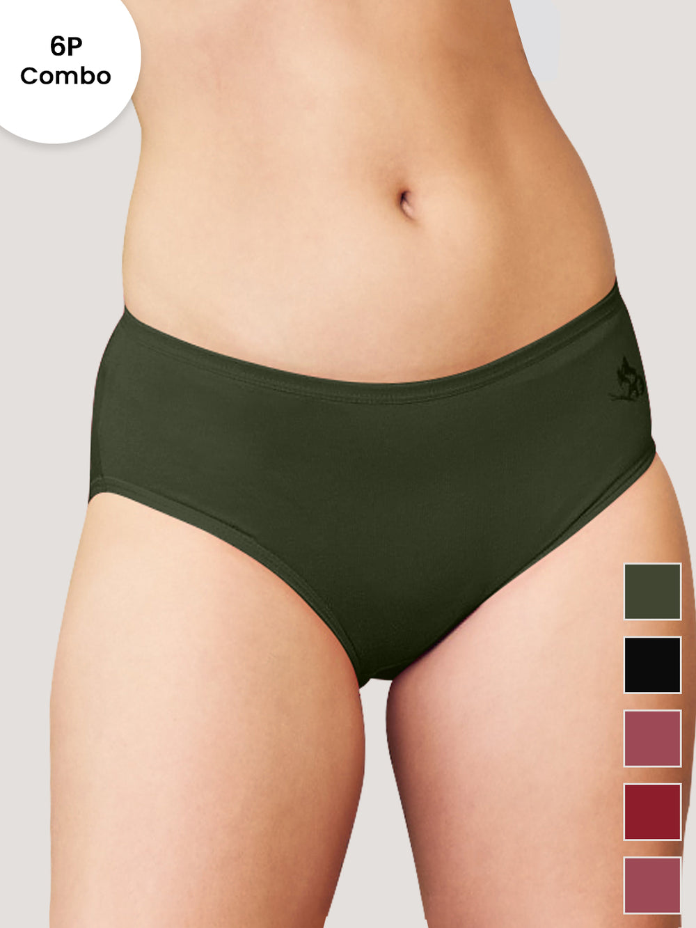 Vami Medium Coverage Cotton Lycra Panties for Girls | Pack of 6-RST BLK OLV OLV MRN ORS