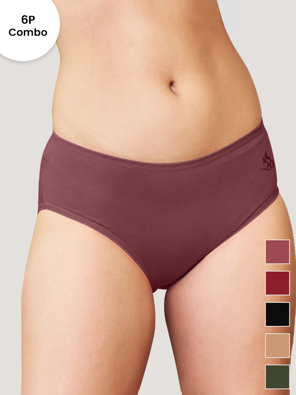 Vami Medium Coverage Cotton Lycra Panties for Girls | Pack of 6-RST MRN BLK ND OLV ORS