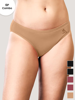 Reeva Women's Cotton Lycra Seamless Bikini Panty | Pack of 6-RST RST BLK BLK ND ND