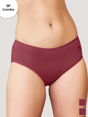 Vami Medium Coverage Panties for Girls | Pack of 3-RUST RUST RUST