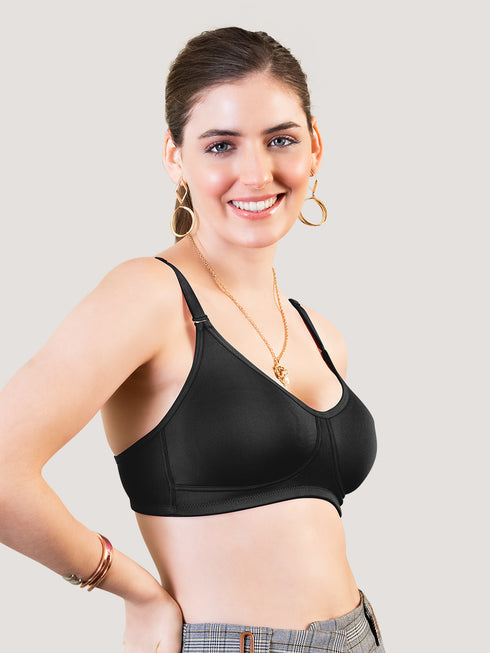 K LINGERIE Rachel Women's Seamless Finish Broad Side Wings Non Padded T-Shirt Bra