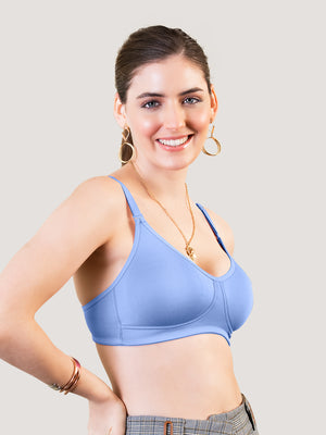 Rachel Seamless Non Padded T-Shirt Bra-OCEAN BLUE