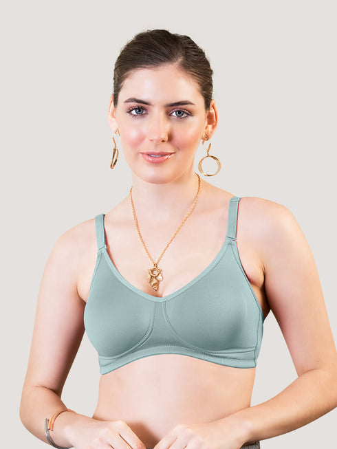 K LINGERIE Rachel Women's Seamless Finish Broad Side Wings Non Padded T-Shirt Bra