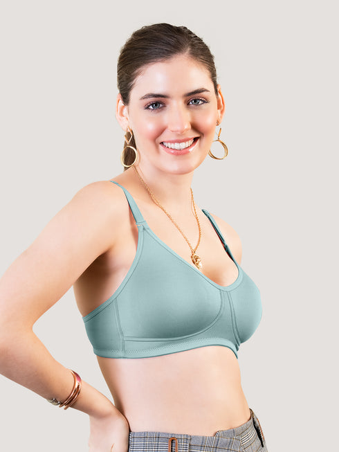 K LINGERIE Rachel Women's Seamless Finish Broad Side Wings Non Padded T-Shirt Bra