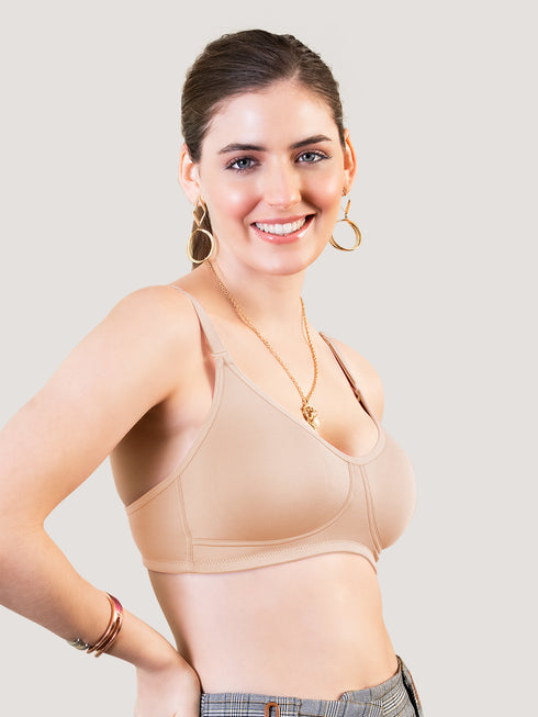 K LINGERIE Rachel Women's Seamless Finish Broad Side Wings Non Padded T-Shirt Bra