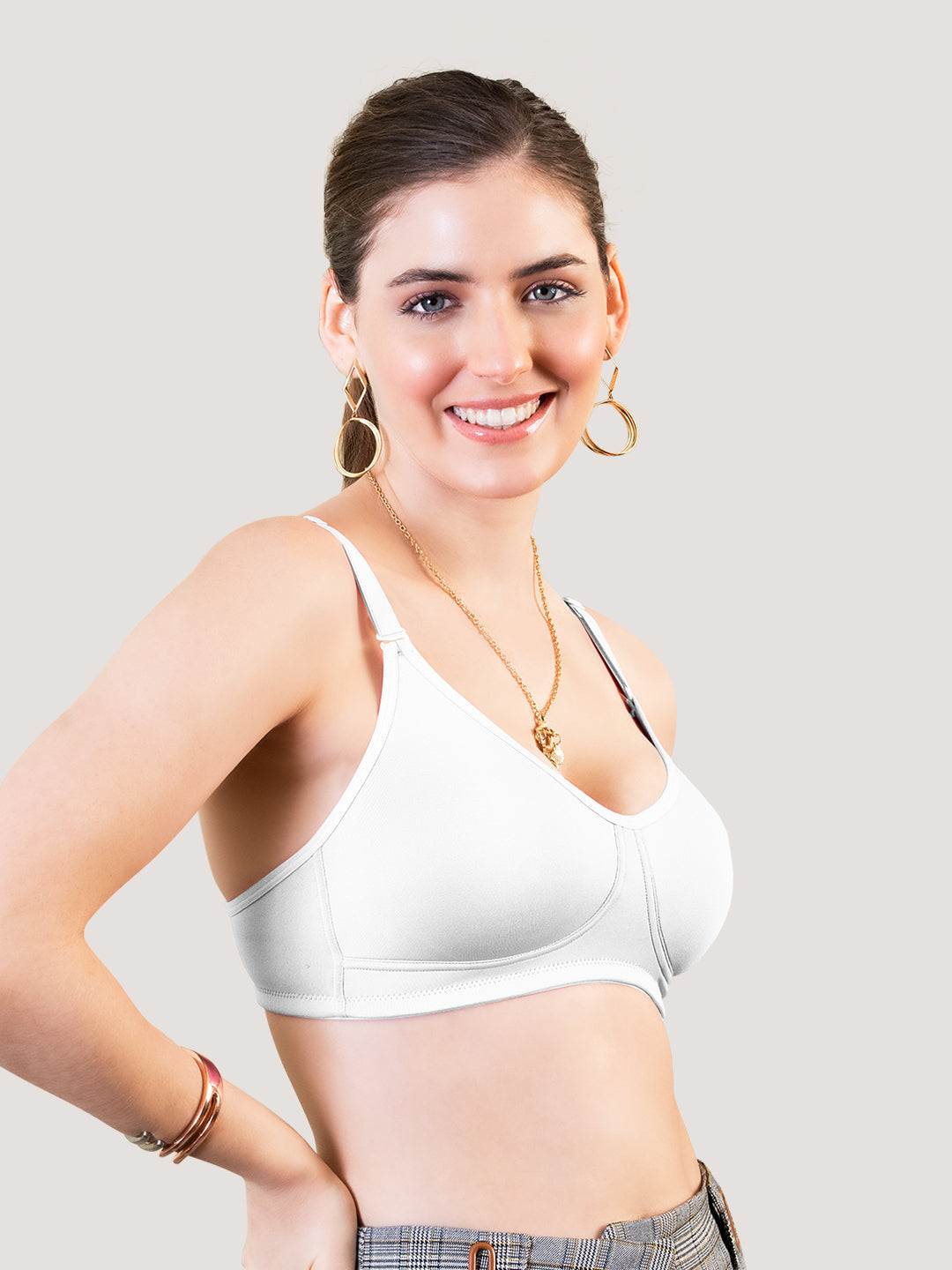 Rachel Seamless Non Padded T-Shirt Bra-WHITE