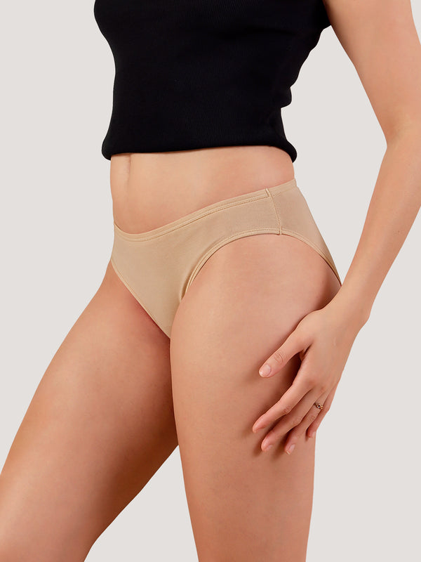 Reeva Low Waist Bikini Panties for Women | Pack of 3-NUDE NUDE NUDE