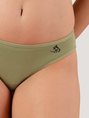 Reeva Low Waist Bikini Panties for Women | Pack of 3-OLIVE OLIVE OLIVE